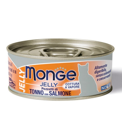 PEZZETTI DI TONNO CON SALMONE Boite chat JELLY 24x80g