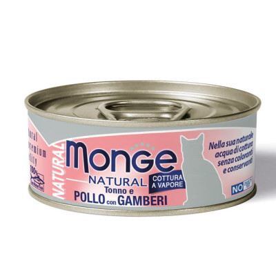 TONNO E POLLO CON GAMBERI Boite chat NATURAL 24x80g