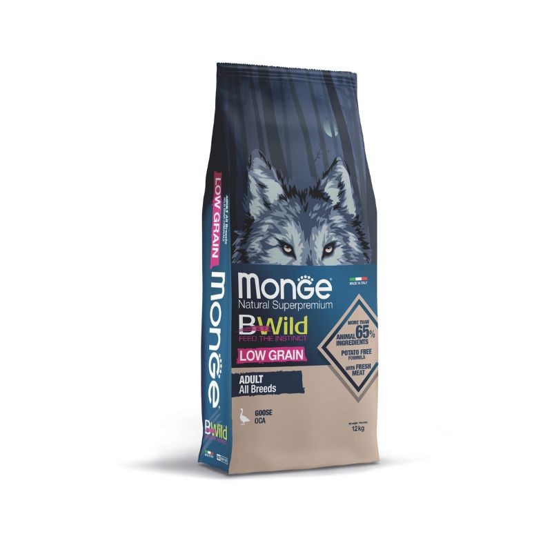 Croquettes Low Grain Chien MONGE Bwild - Oie 12 kg Croquettes Low Grain Chien MONGE Bwild - Oie 12 kg