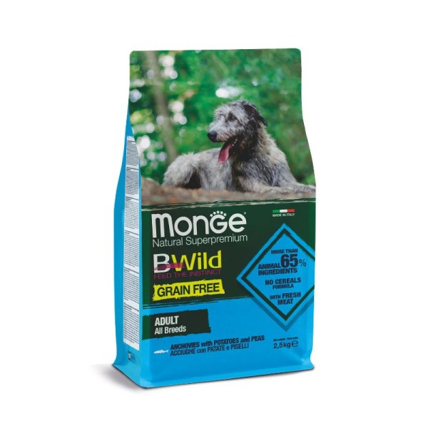 ANCHOIS - Croquettes sans céréales Chien MONGE Bwild 2,5 kg