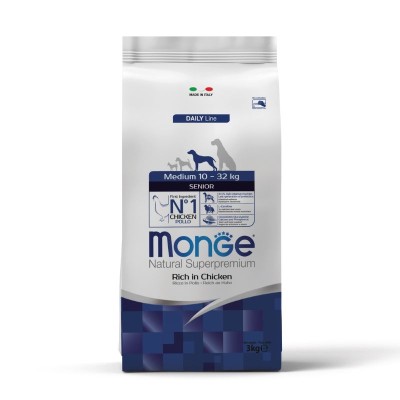 Croquettes chien senior medium MONGE - Poulet 3kg