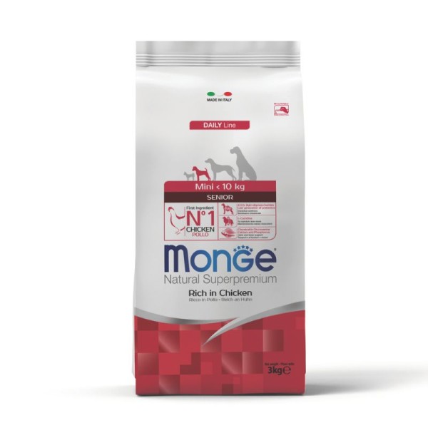 Croquettes chien senior mini MONGE - Poulet 3kg