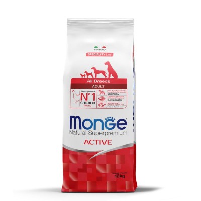 Croquettes chien Active MONGE - Poulet 12 kg + 3kg 30/21