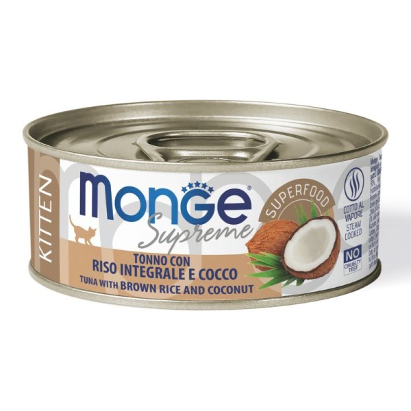 THON, RIZ et NOIX DE COCO - Boîte pâtée chaton supreme Monge 24 x 80grs