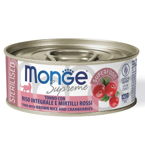THON, RIZ et CRANBERRY - Boîte pâtée chat supreme stérilisé Monge 24 x 80grs