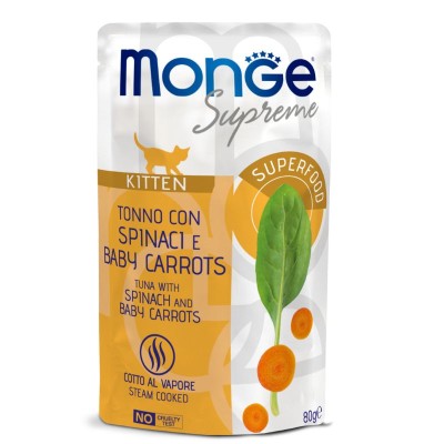 THON, EPINARD et BABY CAROTTE - Poche pâtée chaton supreme 24x80grs