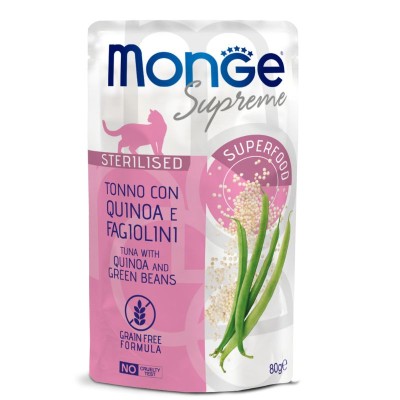 THON, QUINOA et HARICOTS VERT - Poche pâtée chat supreme Stérilisé 24x80grs