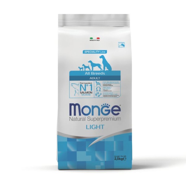 Croquettes chien light MONGE - Saumon 2,5kg