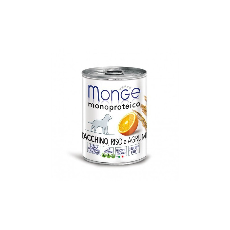 Monge Dog Fruit 400grs x 24 Dinde, riz et agrumes Monge Dog Fruit 400grs x 24 Dinde, riz et agrumes